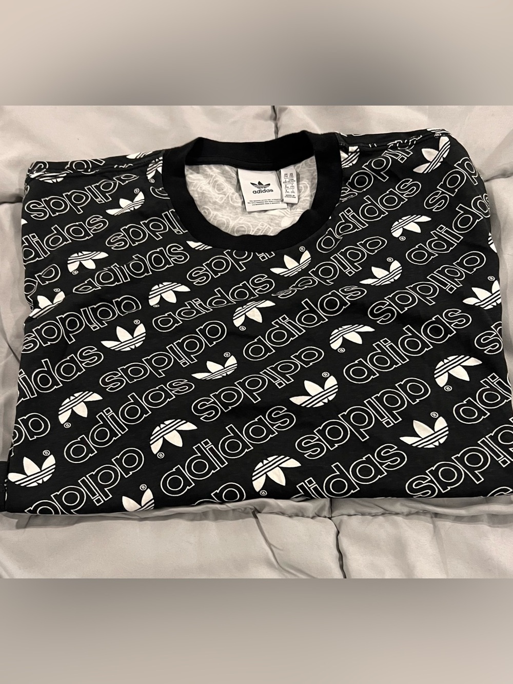 adidas Men's XXL Black Monogram All-Over Print T-Shirt